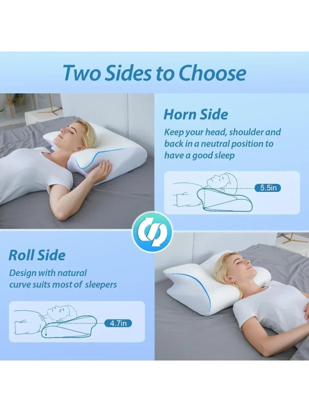 〽️Memory Foam Cervical 2 in 1 Ergonomic Contour Orthopedic Neck Pain Pillow